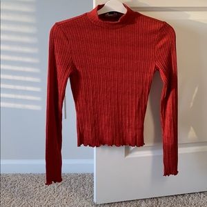 NWT forever 21 orange rust mockneck knit top S